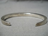 Thick Sturdy Vintage Native American Navajo Turquoise Inlay Sterling Silver Bracelet Old-Nativo Arts