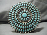 Huge Vintage Native American Navajo Spidrweb Turquoise Sterling Silver Pin Old-Nativo Arts