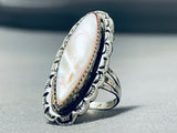 Striking Vintage Native American Navajo Abalone Sterling Silver Ring-Nativo Arts