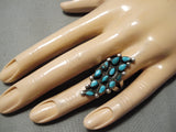Fabulous Vintage Navajo Zuni Turquoise Sterling Silver Native American Ring Old-Nativo Arts