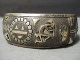 Important Vintage Native American Navajo 14k Gold Sterling Silver Sun Bracelet Old-Nativo Arts