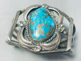 One Opf The Best Ever Vintage Native American Navajo Blue Gem Turquoise Sterling Silver Bracelet-Nativo Arts