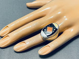 Heavy Men's Thick Native American Navajo Turquoise Sterling Silver Ring-Nativo Arts