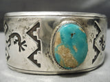 Huge Vintage Native American Navajo Royston Turquoise Sterling Silver Kokopelli Bracelet Old-Nativo Arts