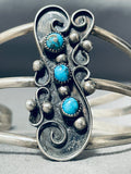 Incredible Swirl Vintage Native American Navajo Turquoise Snake Eyes Sterling Silver Bracelet-Nativo Arts