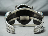 Native American Huge Heavy Buffalo Nativer American #8 Turquoise Sterling Silver Bracelet-Nativo Arts