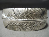 Important Dense Hand Carvings Vintage Native American Navajo Sterling Silver Bracelet-Nativo Arts