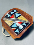 Native American One Of The Most Unique Vintage Zuni Turquoise Inlay Sterling Silver Bracelet-Nativo Arts