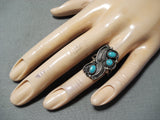 Expressive Vintage Navajo Turquoise Sterling Silver Ring Native American Old-Nativo Arts