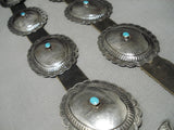Amazing Vintage Native American Navajo Hand Wrought Sterling Silver Turquoise Concho Belt-Nativo Arts
