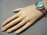 Rare Vintage Native American Navajo #8 Turquoise Sterling Silver Bracelet Old-Nativo Arts