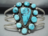 Gorgeous Vintage Native American Navajo Blue Diamond Turquoise Sterling Silver Bracelet-Nativo Arts