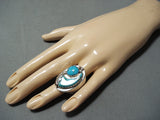 Amazing Signed Native American Navajo Turquoise Sterling Silver Ring-Nativo Arts