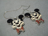 Cute Zuni Native American Mickey Mouse Sterling Silver Native American Earrings-Nativo Arts