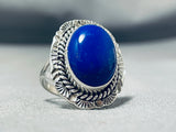 Stunning Native American Navajo Lapis Sterling Silver Ring-Nativo Arts