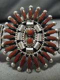 Amazing Vintagw Zuni Native American Coral Sterling Silver Bracelet-Nativo Arts