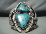 Museum Double Turquoise Vintage Native American Navajo Sterling Silver Bracelet-Nativo Arts