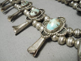 Carico Lake Vintage Native American Navajo Turquoise Sterling Silver Squash Blossom Necklace-Nativo Arts