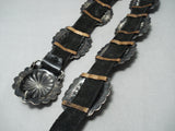 Sensational Vintage Native American Navajo Kingman Turquoise Sterling Silver Concho Belt Old-Nativo Arts