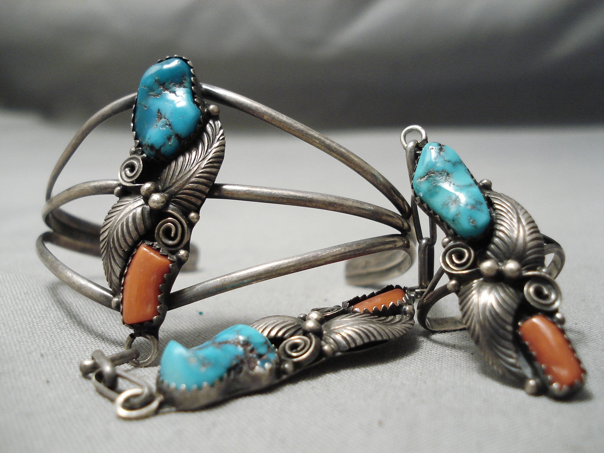 Sterling Silver Turquoise Stone Cuff Slave-Bracelet Navajo Artist Harry B  Yazzie | eBay