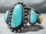 Quality Vintage Native American Navajo Carico Lake Turquoise Sterling Silver Bracelet-Nativo Arts