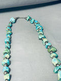 223 Grams Vintage Native American Navajo Turquoise Sterling Silver Bead Necklace Old-Nativo Arts