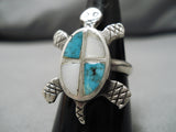 Impressive Vintage Zuni Native American Inlay Turquoise Sterling Silver Ring-Nativo Arts