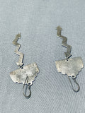 Very Rare Raincloud Mesa Native American Hopi Vintage Sterling Silver Earrings-Nativo Arts