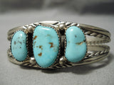 Incredible Vintage Native American Navajo Sky Blue Turquoise Sterling Silver Bracelet Old-Nativo Arts