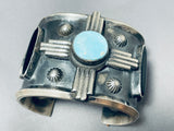 Colossal Native American Navajo Blue Gem Turquoise Onyx Sterling Silver Zia Symbol Bracelet-Nativo Arts