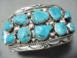 Heavy Huge Vintage Native American Navajo Cel Yazzie Turquoise Sterling Silver Bracelet Old-Nativo Arts
