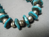 Incredible Vintage Native American Navajo Turquoise Sterling Silver Bead Necklace Old-Nativo Arts