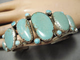 For Larger Wrist Vintage Native American Navajo Royston Turquoise Sterling Silver Bracelet Old-Nativo Arts