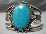 Amazing Vintage Hige Native American Navajo Turquoise Sterling Silver Bracelet Old-Nativo Arts