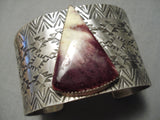 Colossal Native American Navajo Triangular Purple Shell Sterling Silver Bracelet-Nativo Arts