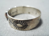 Ashley Signed Navajo Coral Sterling Silver Band Ring Native American-Nativo Arts