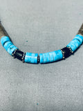 Authentic Thomas Singer Vintage Native American Navajo Turquoise Sterling Silver Necklace-Nativo Arts