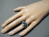 Superb Vintage Navajo Turquoise Sterling Silver Ring Native American Old-Nativo Arts
