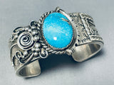 Native American One Of The Most Unique Silver Work Vintage Turquoise Sterling Bracelet-Nativo Arts