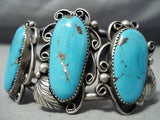 Majestic Vintage Native American Navajo Blue Diamond Turquoise Sterling Silver Bracelet-Nativo Arts