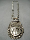 Heavy Sturdy Thick Vintage Native American Navajo Sterling Silver Leaf Necklace-Nativo Arts