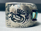 Kokopelli Side Vintage Native American Navajo Green Turquoise Sterling Silver Bracelet-Nativo Arts