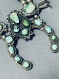Museum Vintage Native American Navajo Royston Turquoise Sterling Silver Squash Blossom Necklace-Nativo Arts