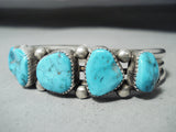 Distinctive Vintage Native American Navajo Old Kingman Turquoise Sterling Silver Bracelet-Nativo Arts