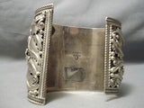 Biggest Best Vintage Native American Navajo #8 Turquoise Sterling Silver Bracelet Old-Nativo Arts