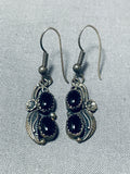 Elegant Vintage Native American Navajo Black Onyx Sterling Silver Earrings-Nativo Arts