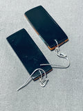 Native American Dazzling Santo Domingo Inlay Turquoise Coral Jet Geometric Earrings-Nativo Arts