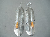 Elaborate Navajo Spiny Oyster Sterling Silver Earrings Native American-Nativo Arts