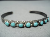 Wonderful Vintage Native American Zuni Blue Gem Turquoise Sterling Silver Bracelet Old-Nativo Arts