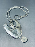 One Of Most Detailed Vintage Native American Navajo Kachina Turquoise Sterling Silver Necklace-Nativo Arts